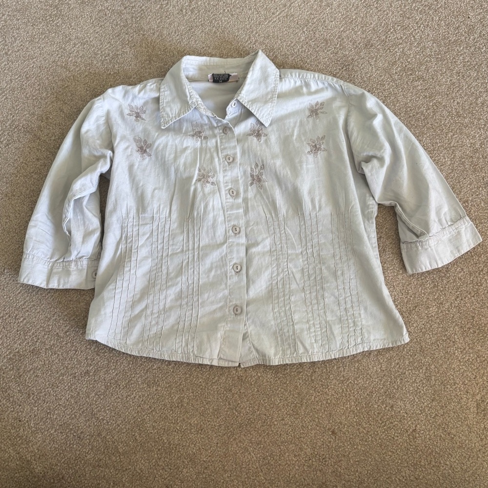 Women's Embroidered Light Gray Blouse